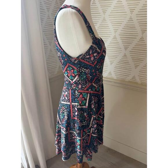 Free People Women's Medium Black Pink Green Fit Flare Mini Dress - Picture 6 of 6